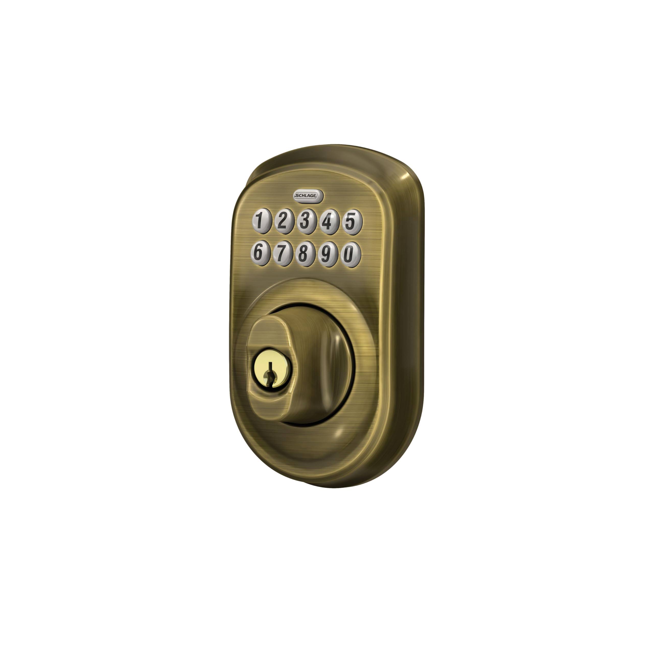 Schlage Plymouth Antique Brass Keypad Deadbolt