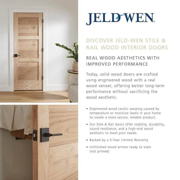 JELD-WEN 36 in. x 80 in. Farmhouse Unfinished Solid Wood 6 Lite Obscure Glass Interior Door Slab