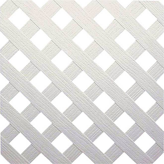 Veranda 4 ft. x 8 ft. White Privacy Diamond Vinyl Lattice- Framed