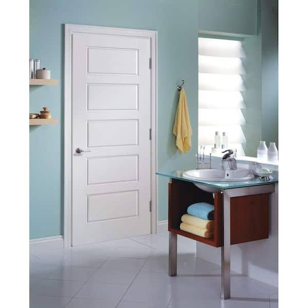 Masonite 30 in. x 80 in. Riverside Smooth 5-Panel Equal Hollow Core Primed Composite Interior Door Slab 10737