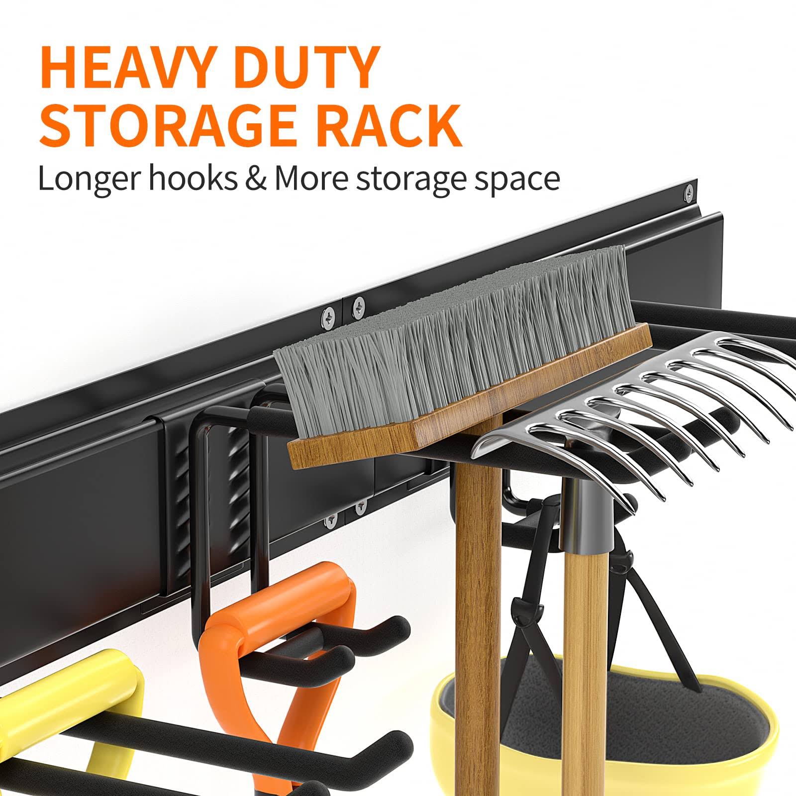 Ailadl Garage Tool Organizer Wall Mount 11 Pcs, Yard Garden Tool Organizer, Adjustable Garage Organizers with 8 Heavy Duty Hooks, Max Load 500lbs