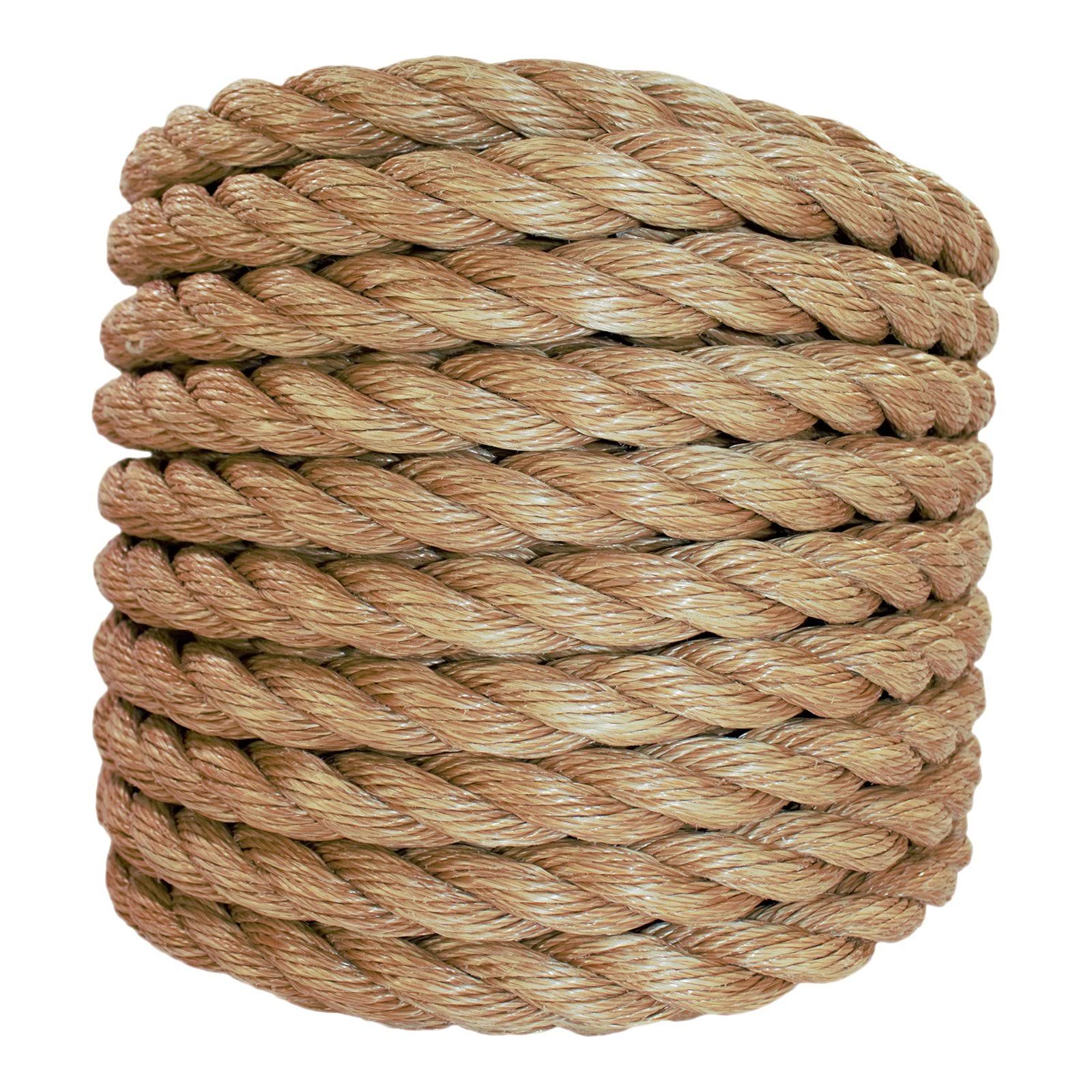 Sgt Knots ProManila Rope 1 inch Unmanila Tan Twisted 3 Strand Polypropylene Cord