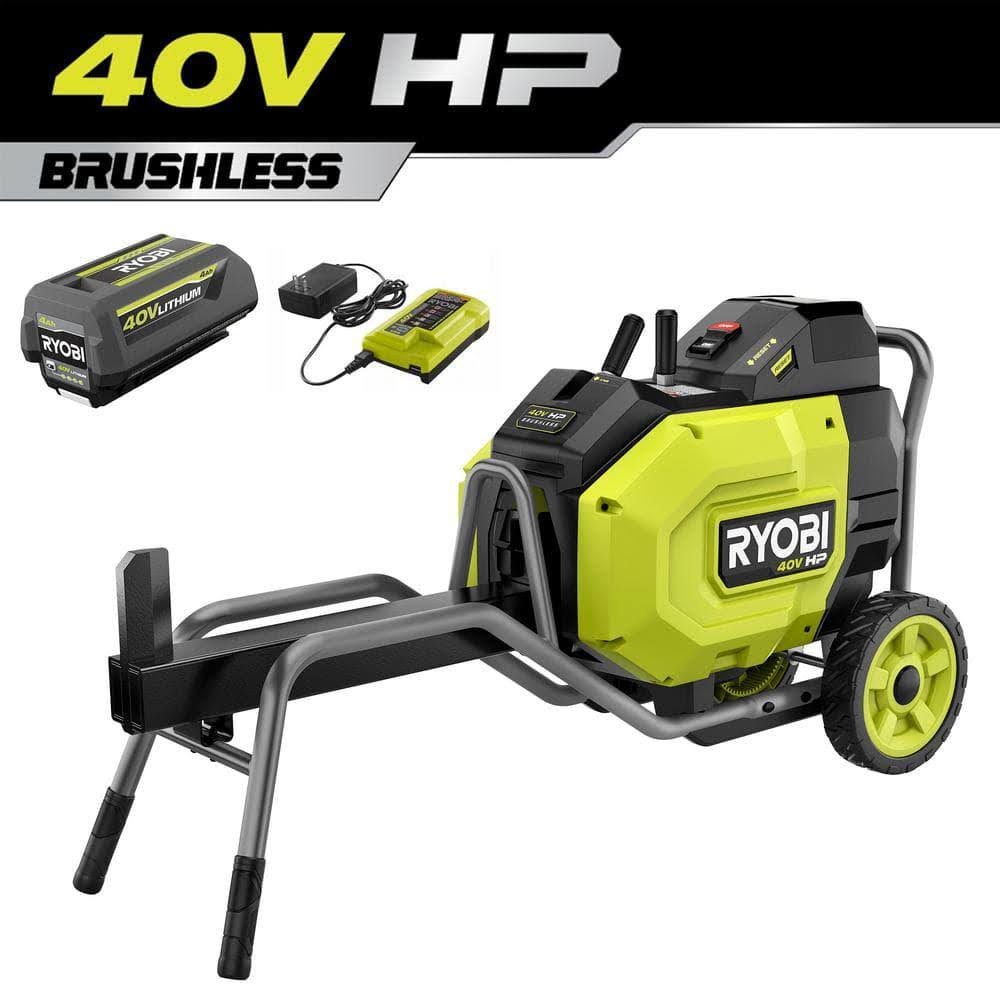 Ryobi 40V HP Brushless 12-Ton Kinetic Battery Electric Log Splitter Kit- 4.0Ah Battery and Charger Included