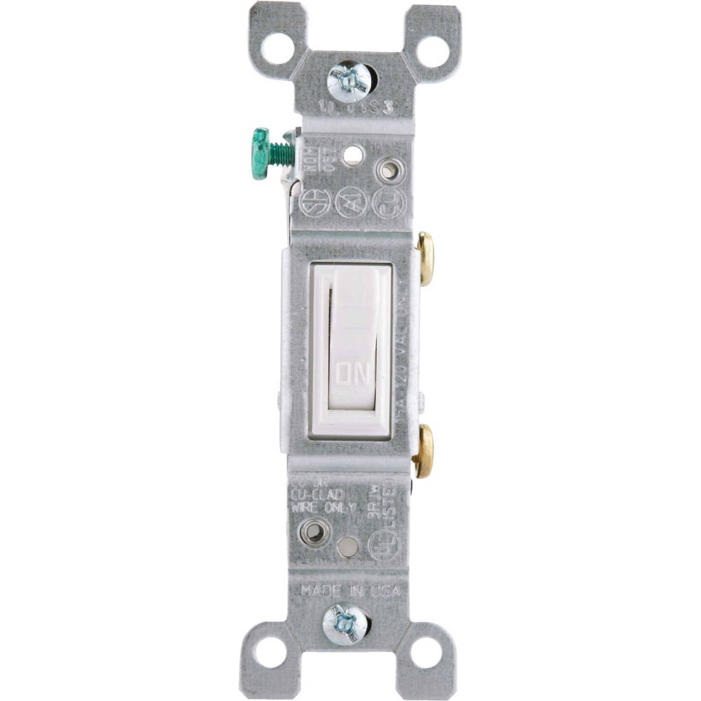 Leviton Toggle Single Pole Grounded Switch White, 15