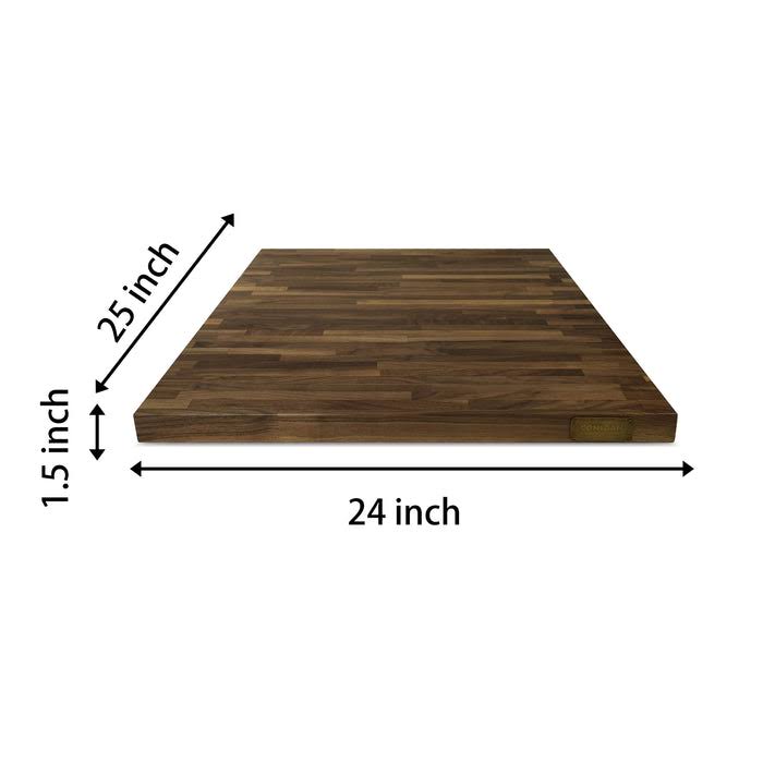 CONSDAN Butcher Block Counter Top Walnut Solid Hardwood Countertop Wood Slabs for Kitchen Reversible Both Side Polished Prefinished with Food-Safe Oil