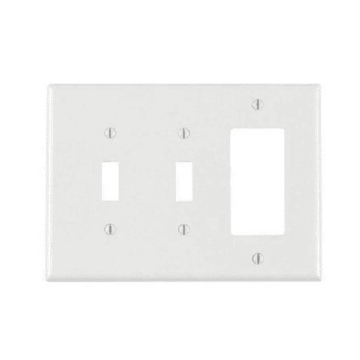Leviton PJ226-W Wallplate 3-Gang 2-Toggle 1-Decora Midway Size Nylon- White