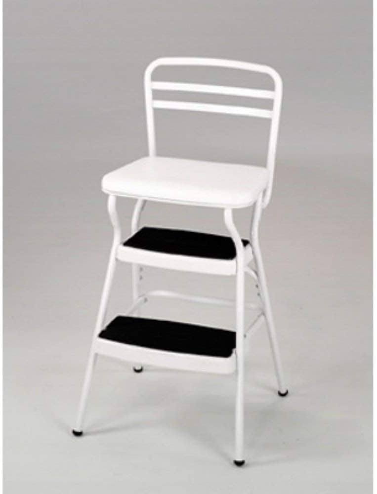 Cosco Retro Counter Chair/Step Stool with Lift-Up Seat White