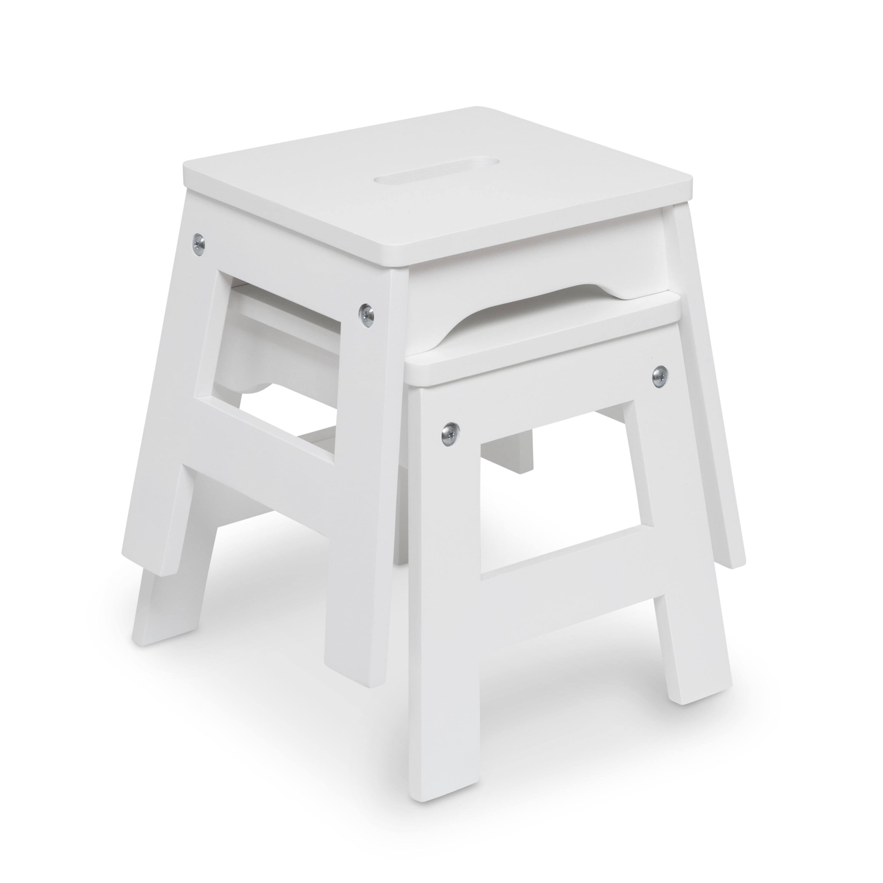 Melissa & Doug Wooden Stools- Set of 2 (White)