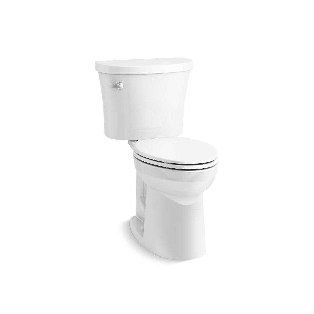 Kohler K-26077 Kingston Comfort Height The Complete Solution Two-Piece Elongated 1.28 GPF Chair-Height Toilet- White