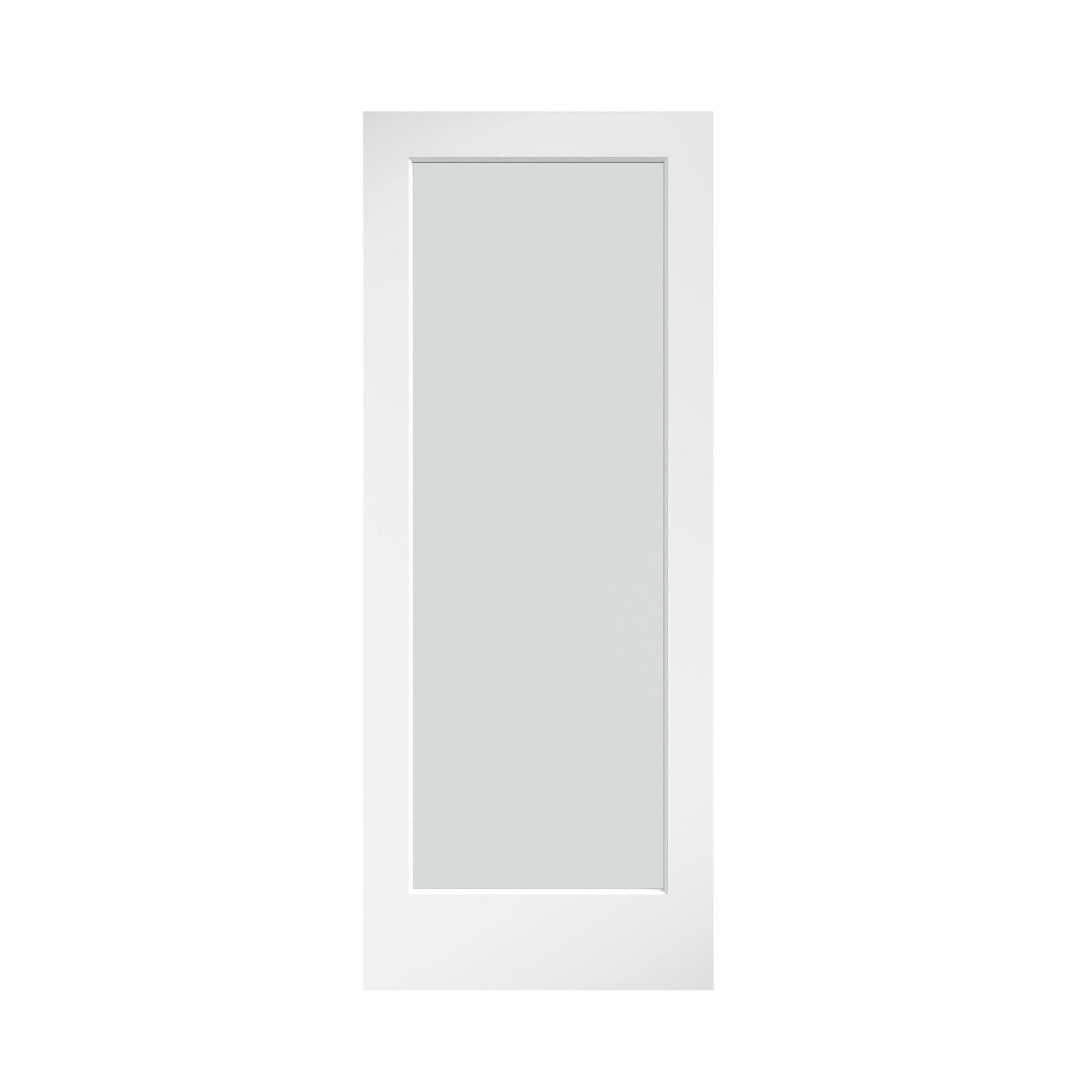 EightDoors 32 in. x 80 in. x 1-3/8 in. 1-Lite Solid Core Frosted Glass White Finished Wood French Interior Door Slab, White Primed