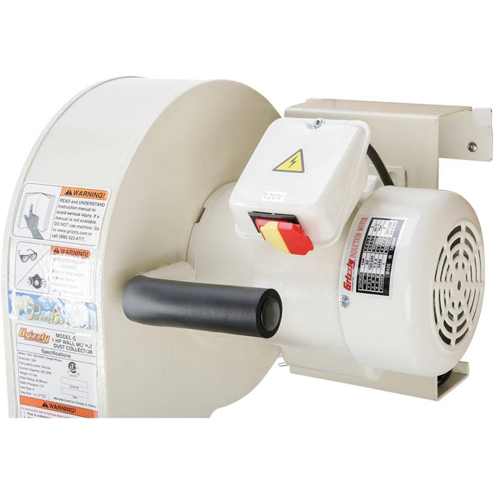 Grizzly G0785- 1 HP Wall-Mount Dust Collector with Canister Filter