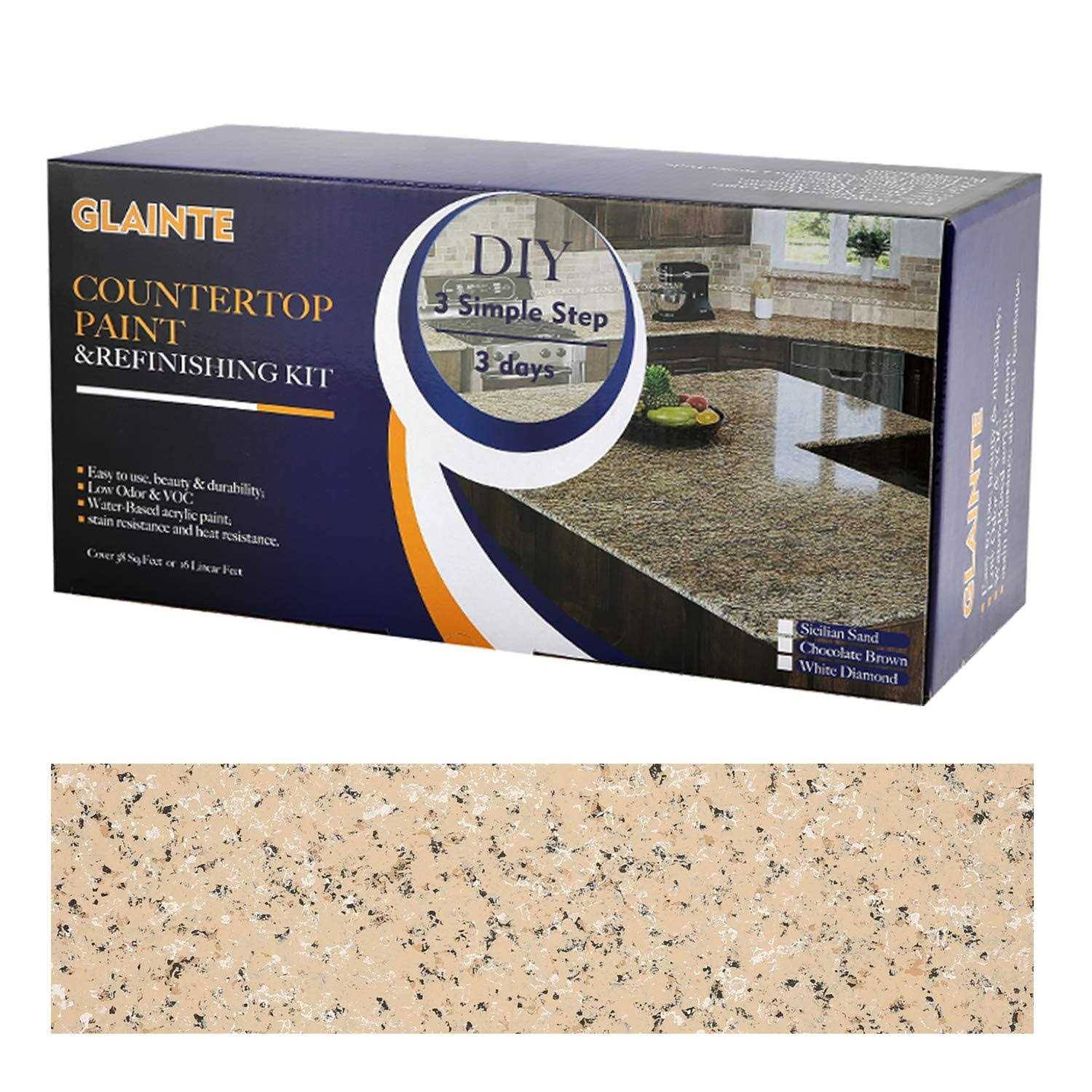 GLAINTE Granite Countertop Paint Kit- Sand Counter Top Refinishing Kit for Kitchen Bathroom