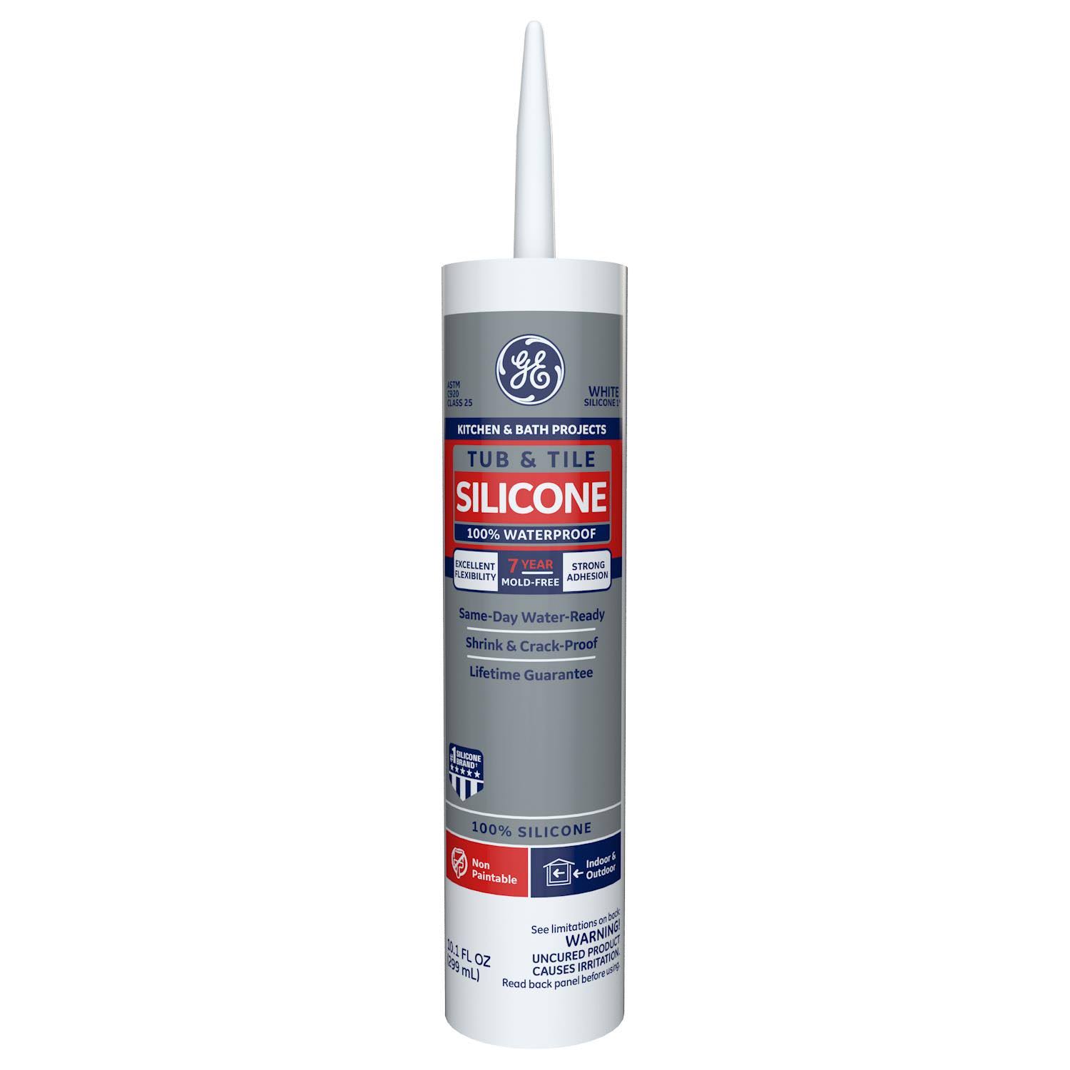 GE Silicone 1 10.1 oz. White Tub and Tile Silicone Sealant Caulk