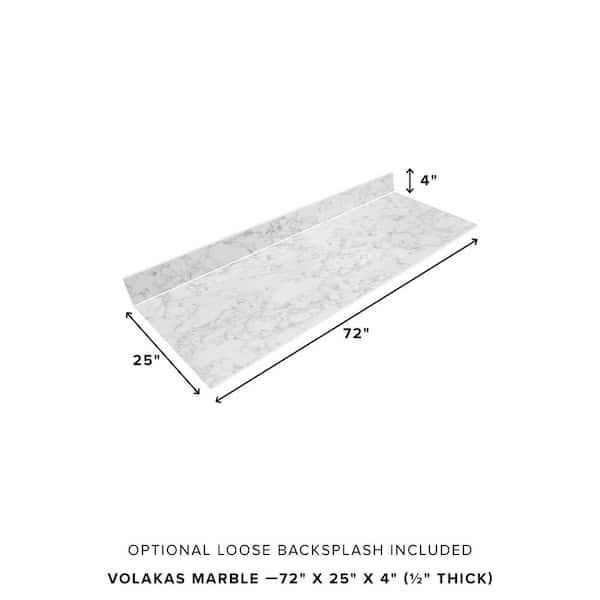 THINSCAPE 6 ft. L x 25 in. D Engineered Composite Countertop in Volakas Marble with Satin Finish