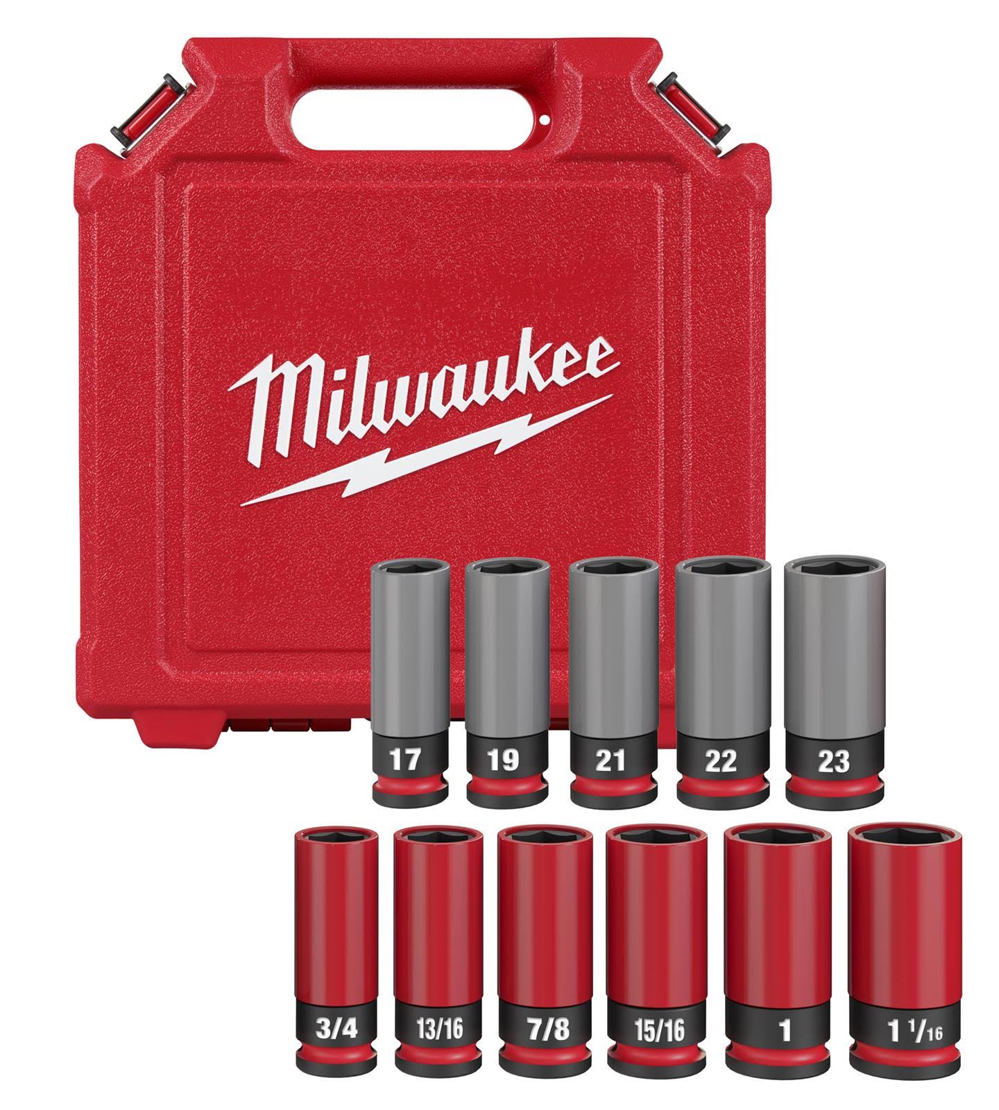 Milwaukee 49-66-7833 Shockwave Impact Duty 1/2 Drive SAE & Metric 11pc Lug Nut Wheel Socket Set