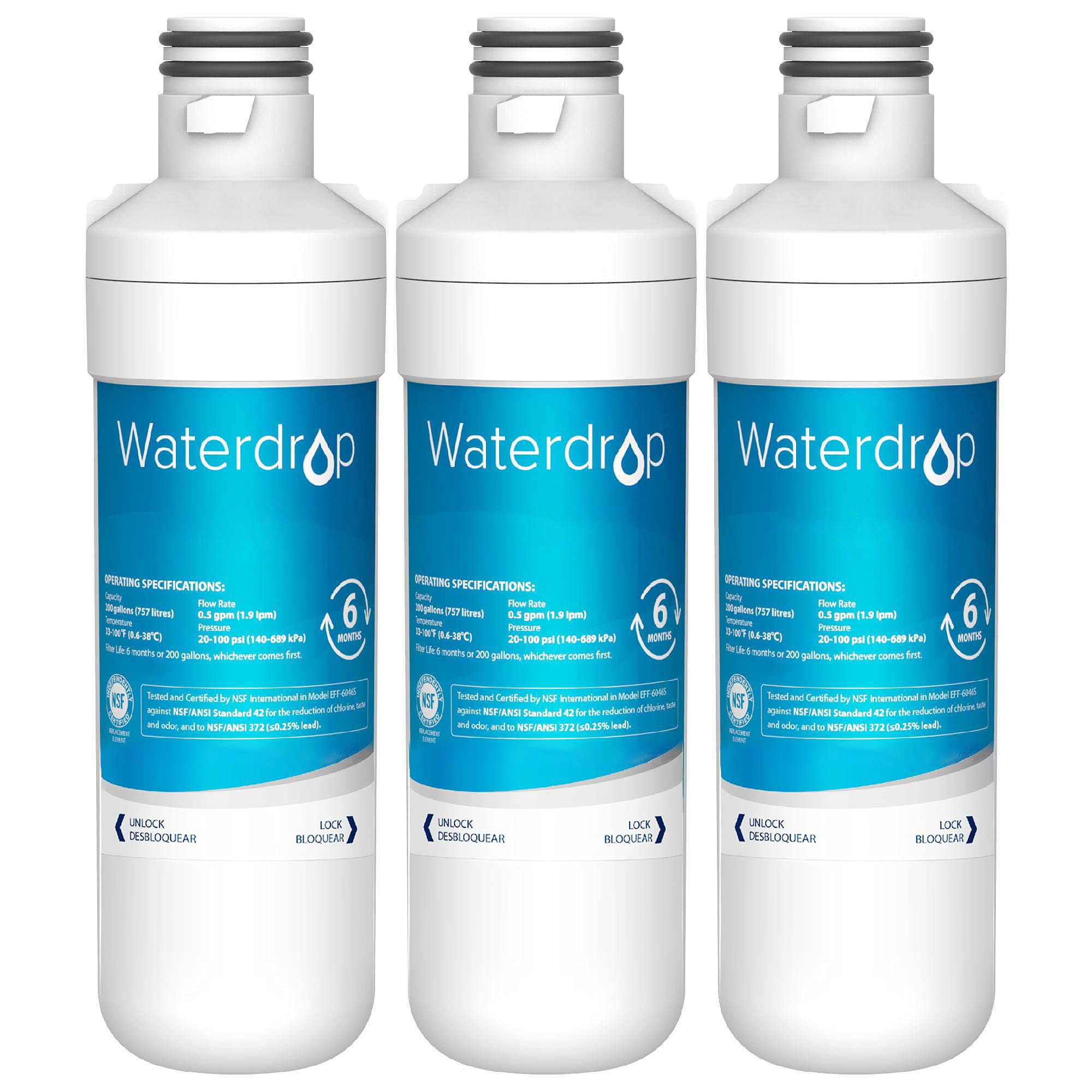 Waterdrop MDJ64844601 Refrigerator Water Filter, Compatible with LG LT1000P, LT1000PC, MDJ64844601, ADQ74793501, ADQ74793502, Kenmore 46-9980, 9980,