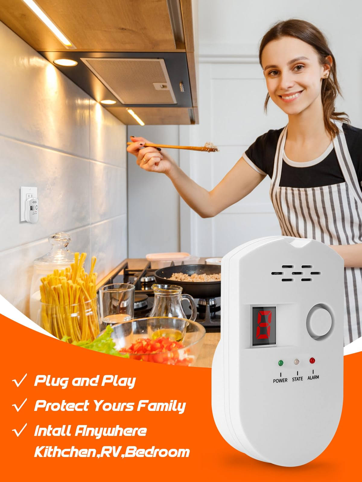 HSTMYFS Natural GAS Detector,Propane Detectors for Home,Natural GAS Propane Leak Alarm for Home Kitchen, High Sensitivity Natural GAS