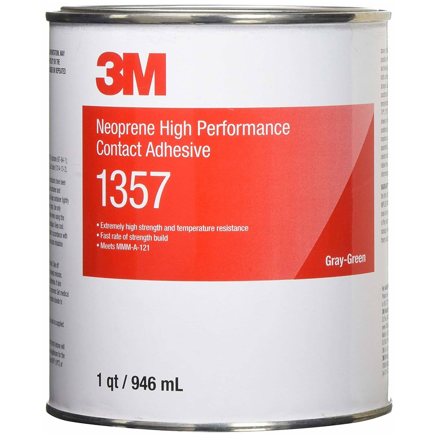 3M Neoprene High Performance Contact Adhesive 1357 Gray-Green 1 Quart