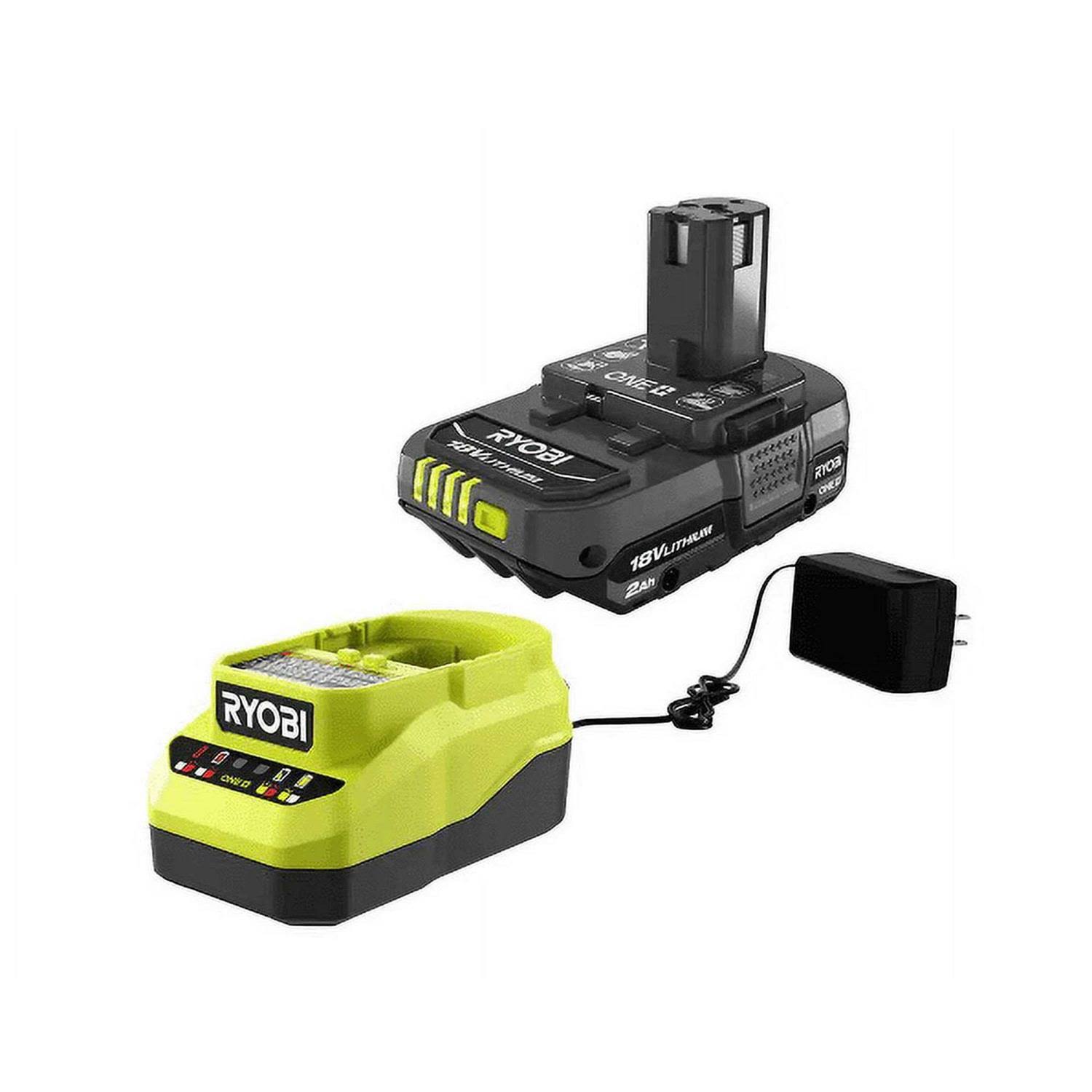 Ryobi PSK005 One+ 18V Lithium-Ion 2.0 Ah Compact Battery and Charger Starter Kit