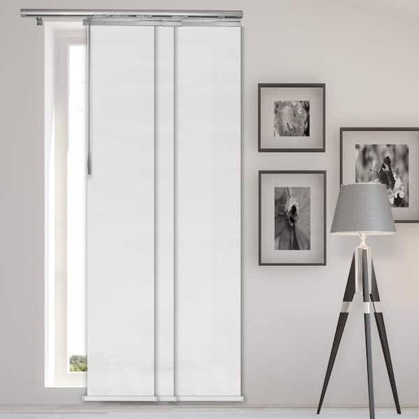 EMOH Adjustable Sliding Single Rail Track in Crystal White with 15.75 in. Slates, Extendable 28 in. to 43 in. W x 94 in. L
