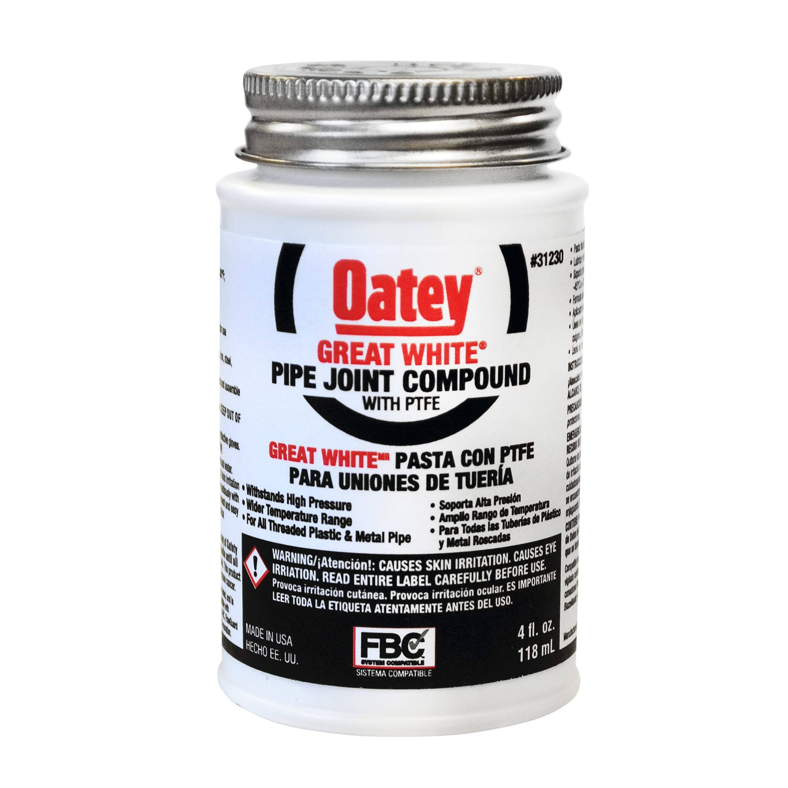 Oatey 31230 Pipe Joint Compound,4 oz.,White, Size: 4 fl oz