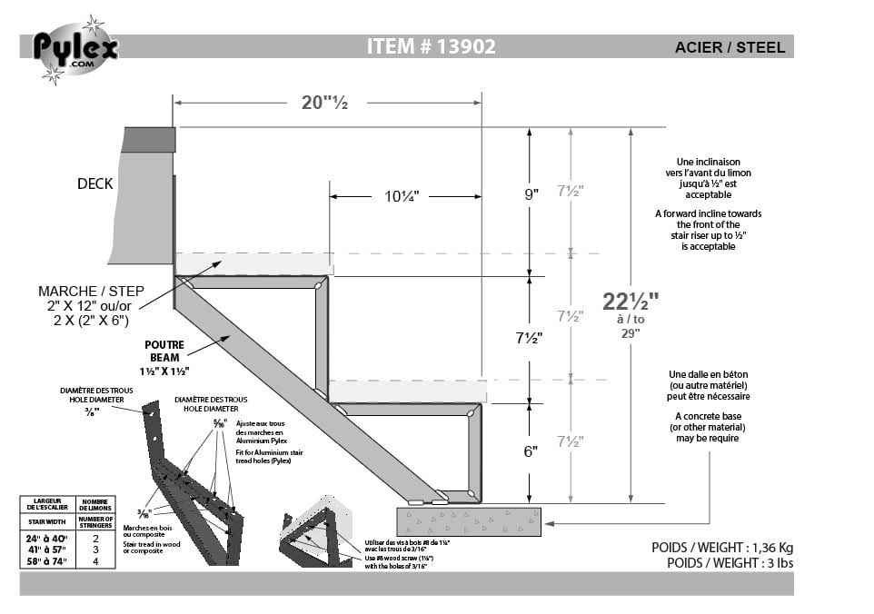 Pylex 13902 Riser Stair 2-Step Steel Black