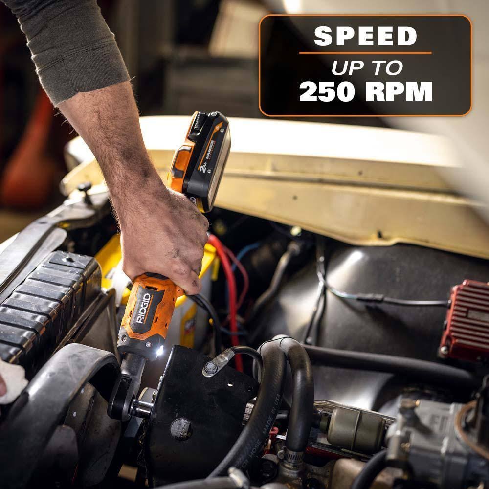 Ridgid 18V Brushless Cordless 3/8 in. Ratchet Kit with 2.0 Ah Battery and Charger and Protective Boot