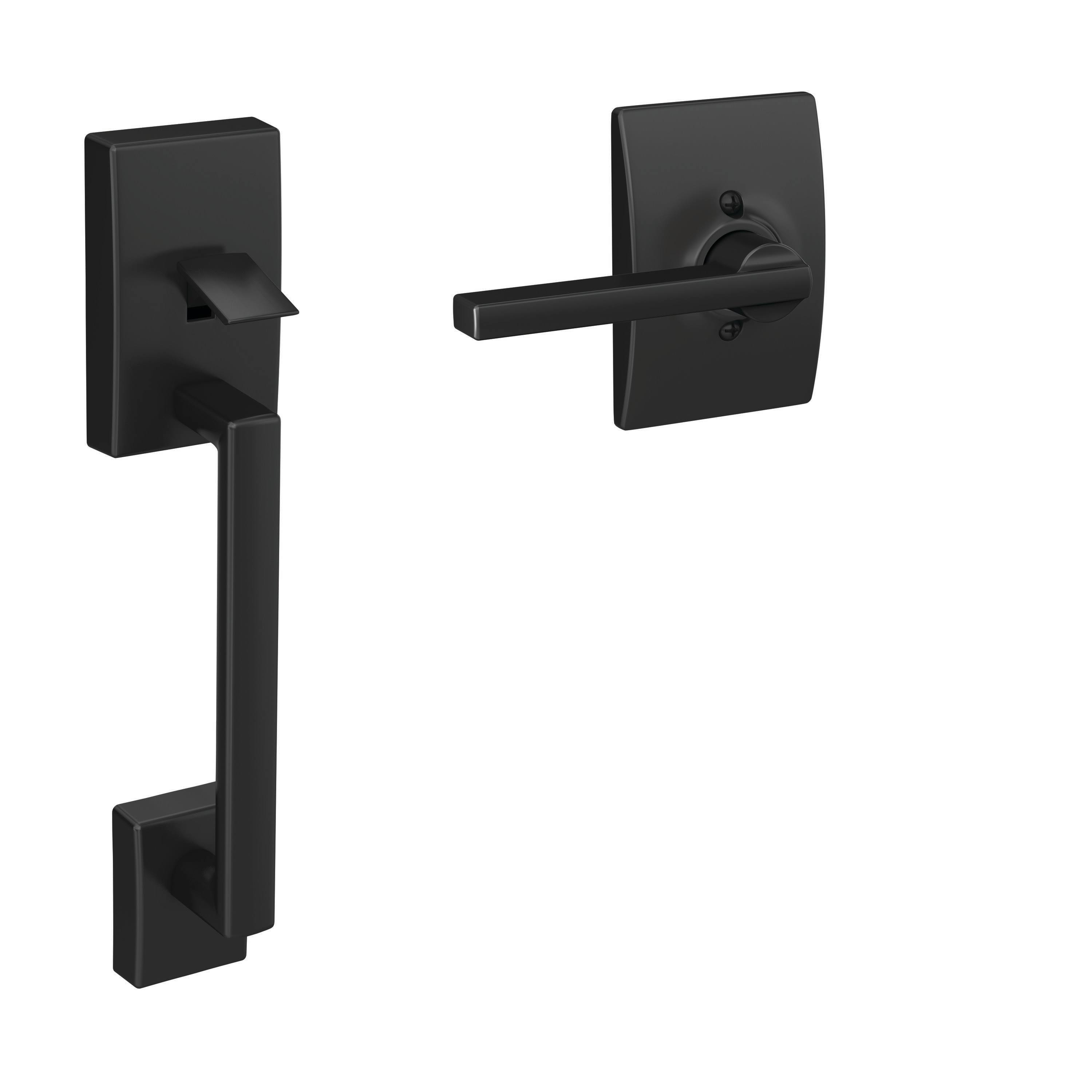 Schlage Century Matte Black Entry Door Handleset Latitude