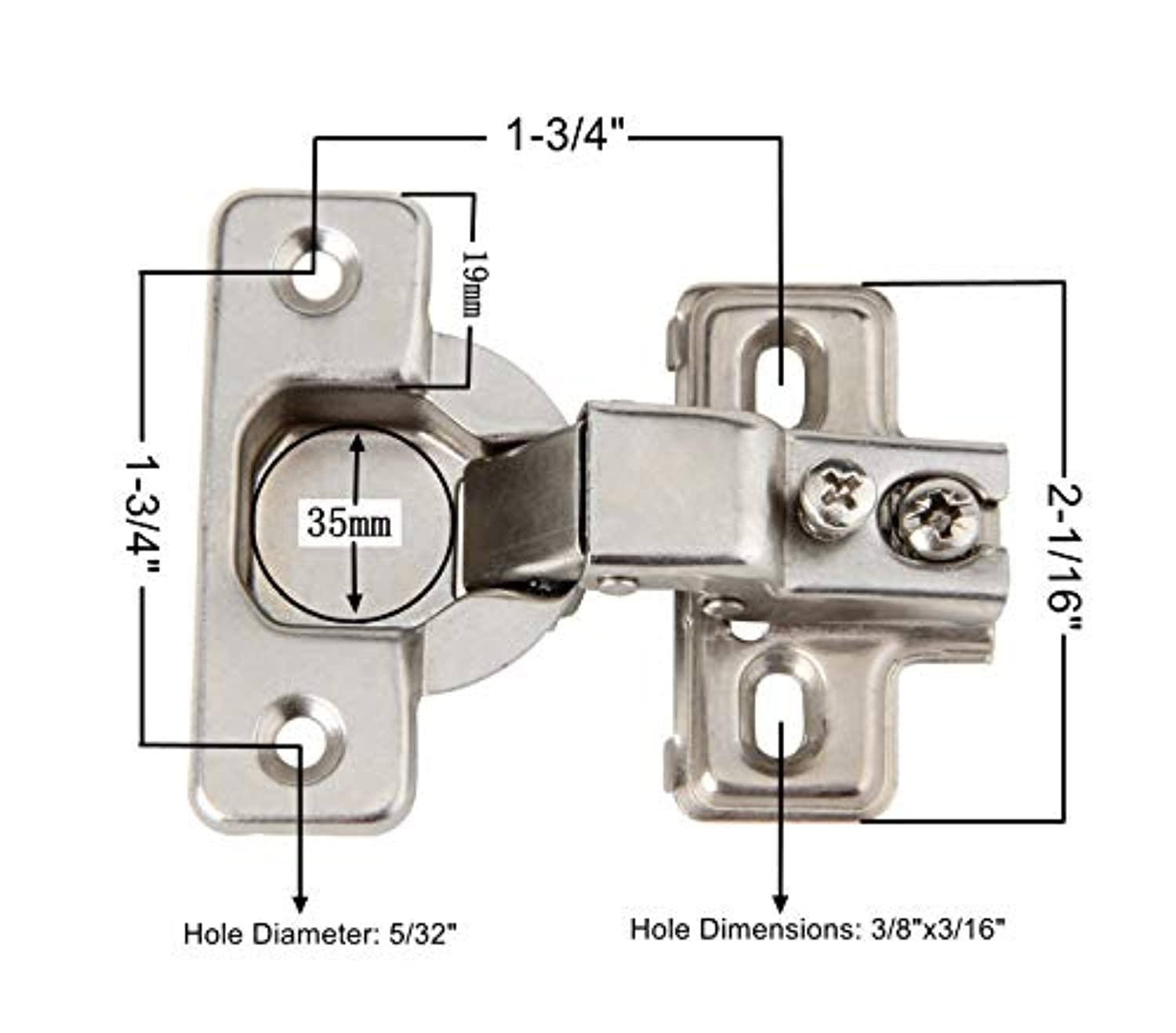 Silverline Hardware Silverline Face Frame Concealed Euro 105Deg Self Closing Compact Cabinet Hinges, 10 Pack HJ18647