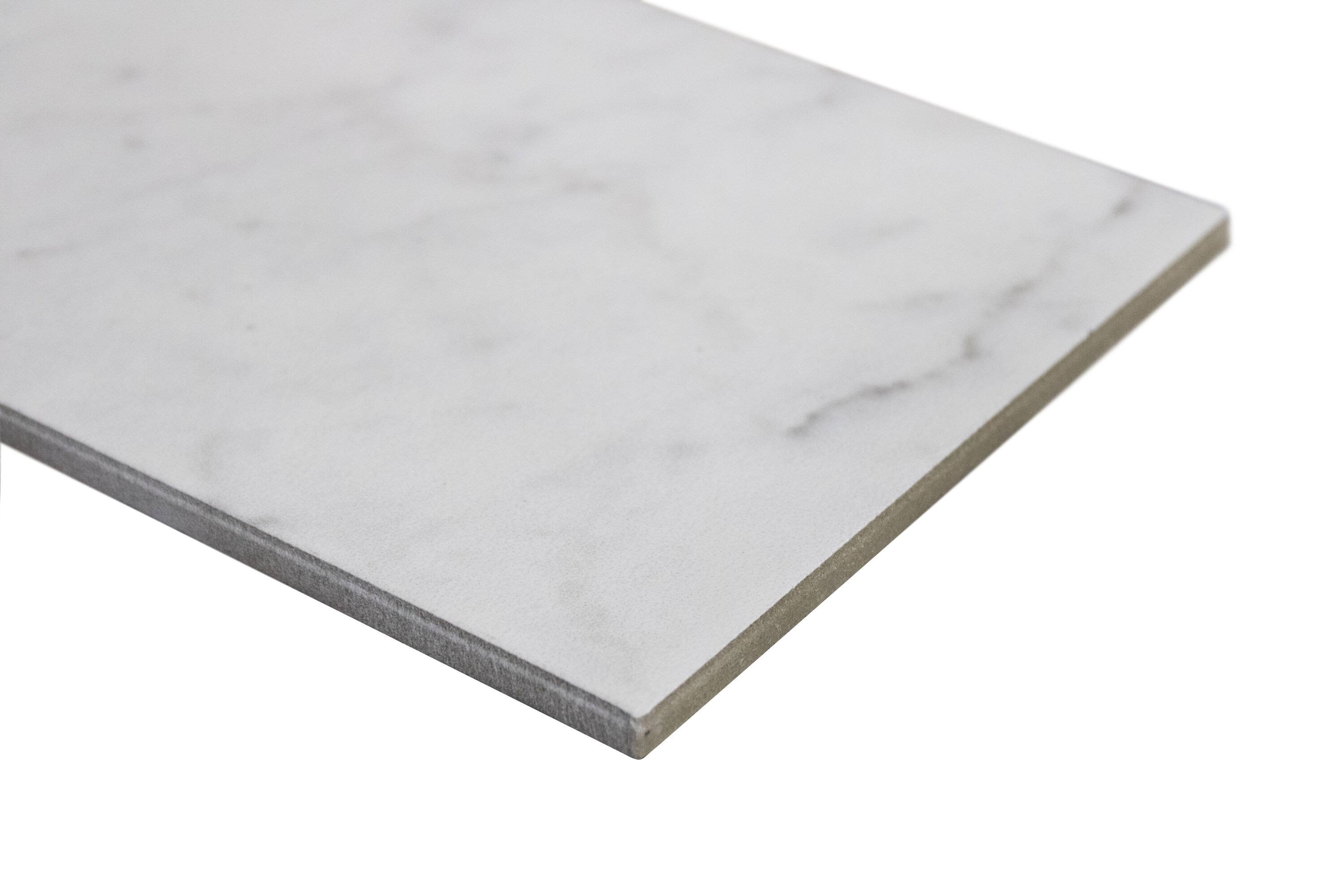 Style Selections Futuro White 6-in x 12-in Matte Porcelain Marble Look Floor and Wall Tile (0.47-sq. ft/ Piece)