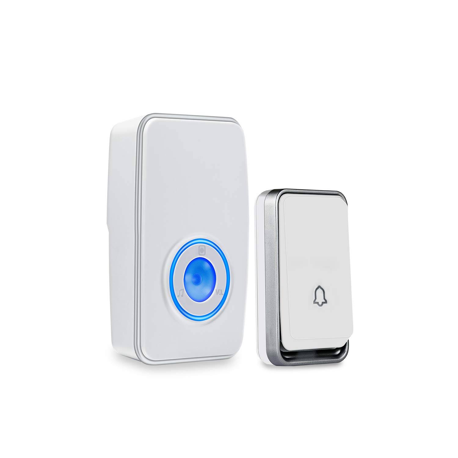 ?No Battery Required?Wireless Doorbell Waterproof, AURTEC Door Chime Kit with 1 Plug-In LED Flash Receivers & 1 Press Self-Powered Transmitter, 51