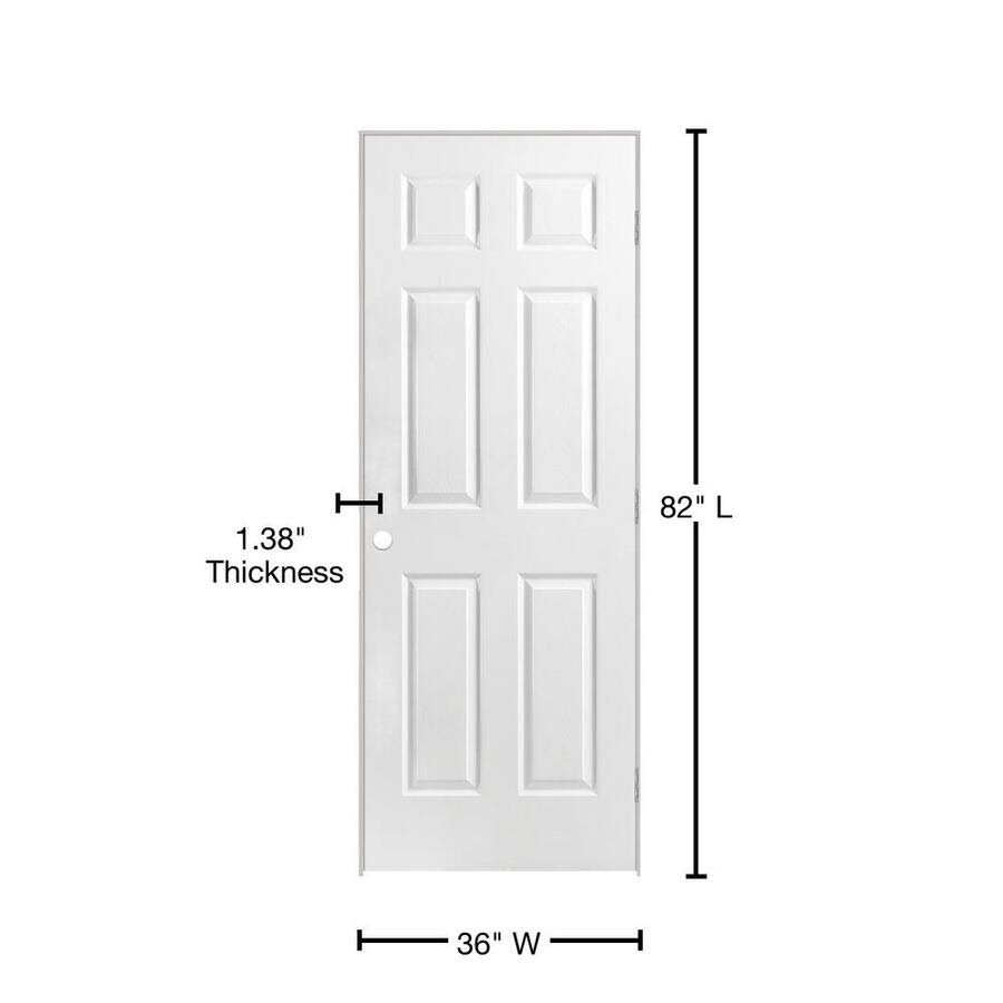 Masonite 24 in. x 80 in. 6-Panel Left-Handed Solid Core Smooth Primed Composite Single Prehung Interior Door, Primed White