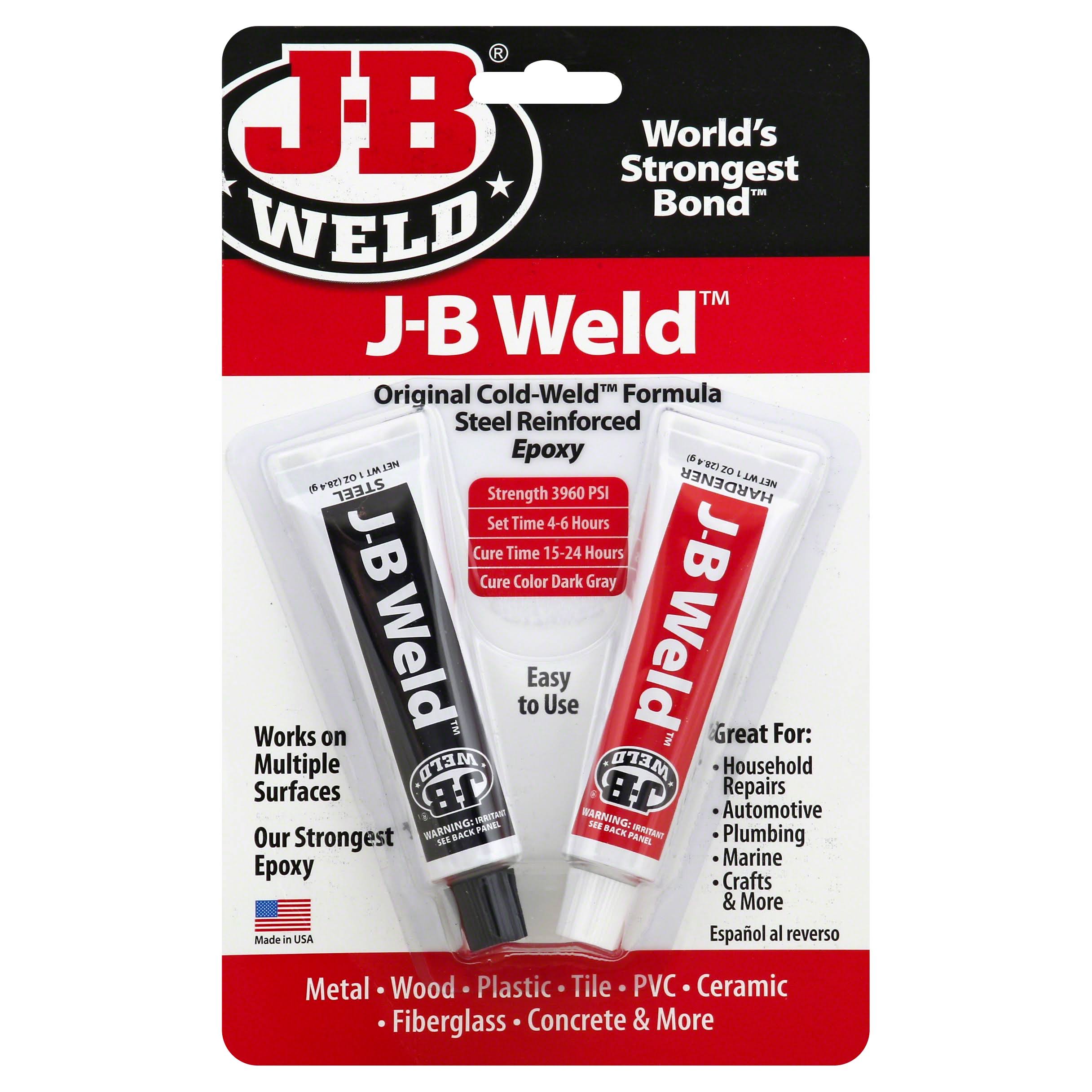 J B Weld Original Cold-Weld Formula Steel Reinforced Epoxy- 2 tubes, 1 oz each