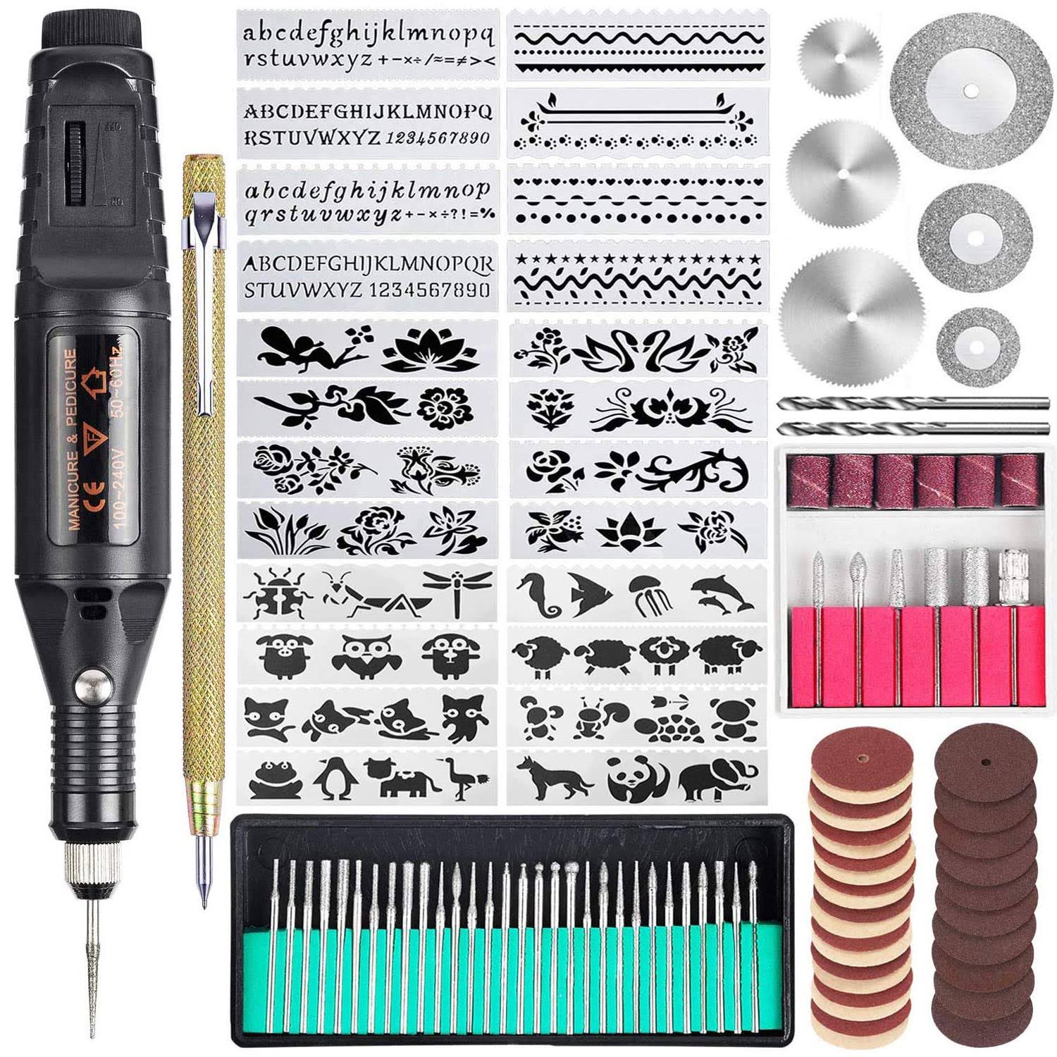 Uolor 108 Pcs Engraving Tool Kit, Multi-functional Electric Corded Micro Engraver Etching Pen DIY Rotary Tool for Jewelry Glass Wood Ceramic Metal
