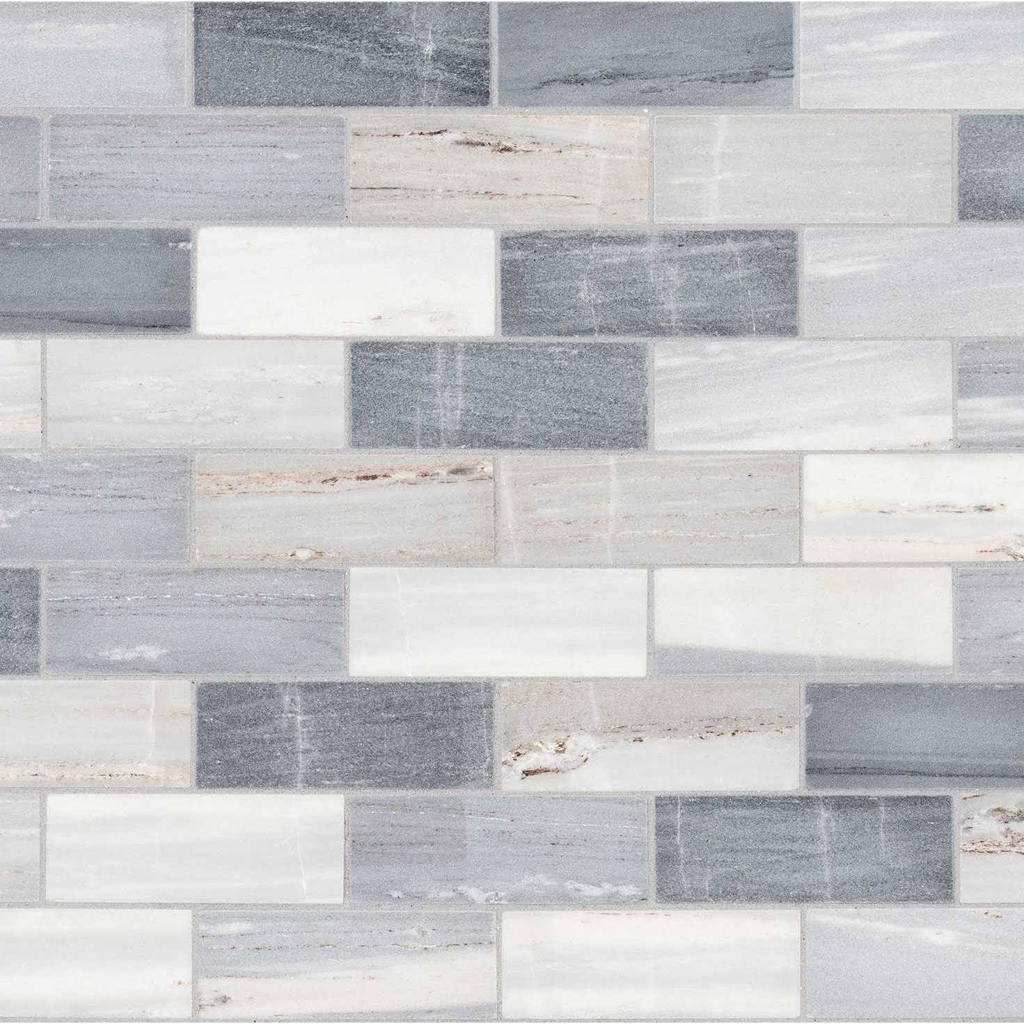 Satori Palissandro 12-in x 12-in Polished Natural Stone Marble Brick Marble Look Wall Tile (0.97-sq. ft/ Piece)