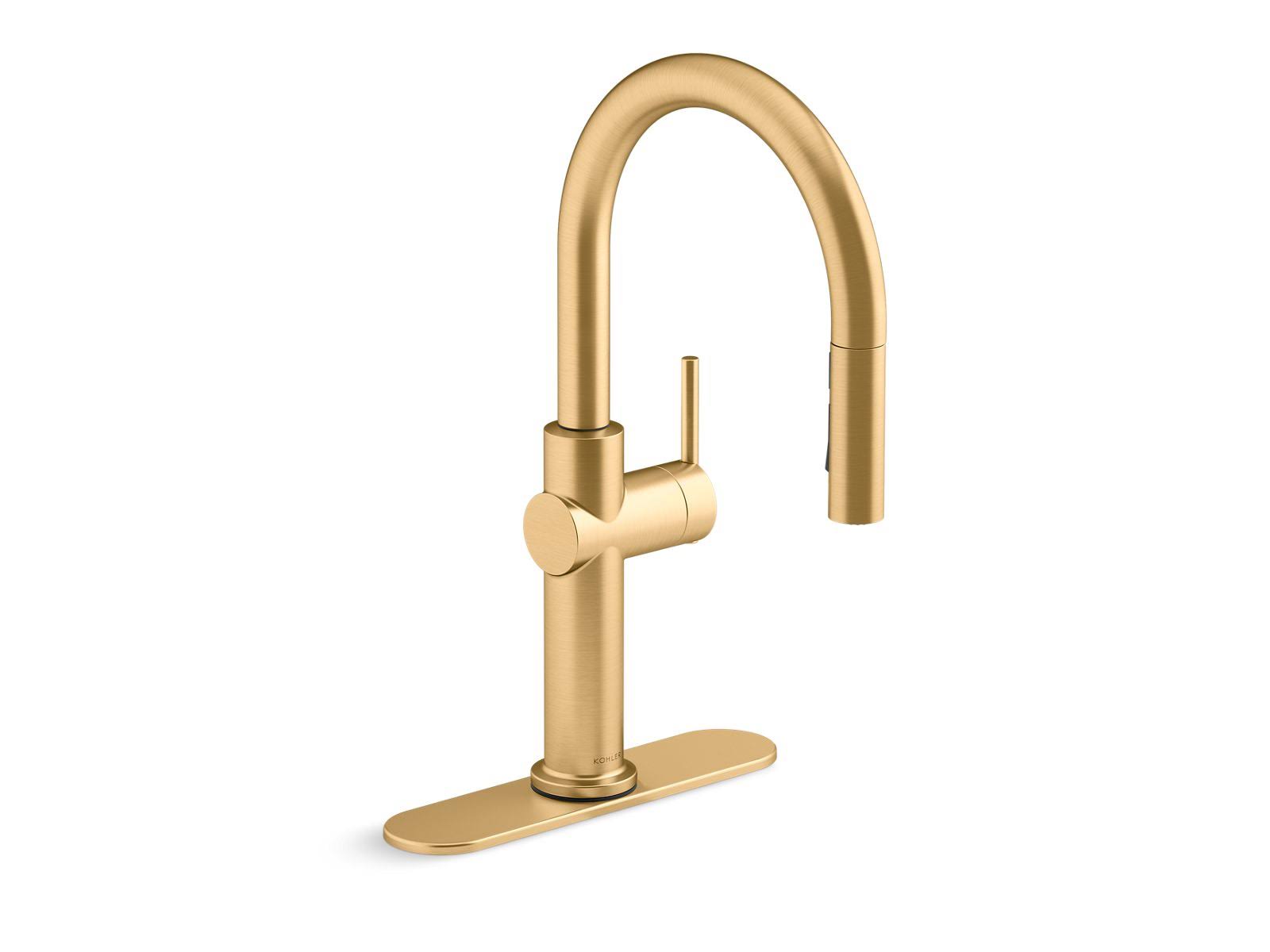 Kohler K-22972-2MB Vibrant Brushed Moderne Brass Crue Pull-Down Single-Handle Kitchen Sink Faucet