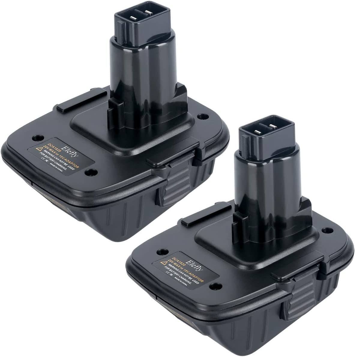 Elefly 2 Pack 18V to 20V Adapter DCA1820 Compatible with DeWalt 20V Lithium Battery DCB206 DCB204 DCB203, Replacement for DeWalt 18V NiCad & NiMH