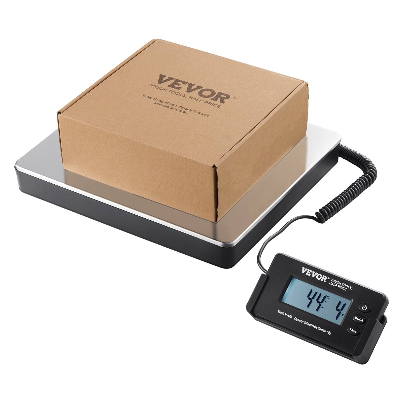 VEVOR Digital Shipping Scale 440 lbs x 1.7 oz Heavy Duty Postal Scale with Timer Tare Function HD LCD Screen Portable Package Scale for Luggage Home