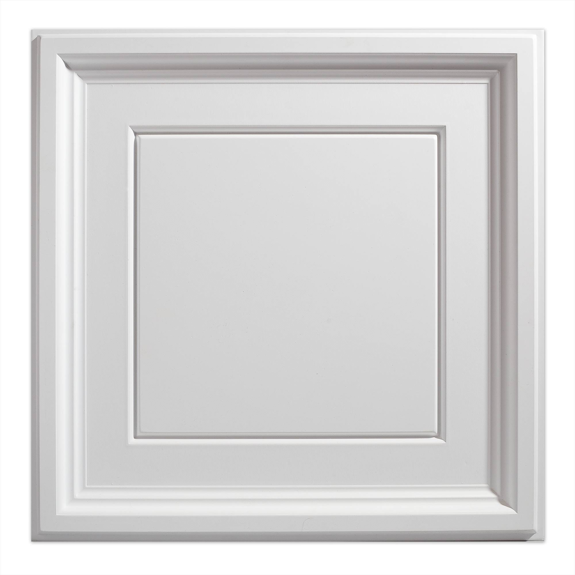 Genesis 2ft x 2ft White Icon Coffer Ceiling Tiles- Easy Drop-In Installation- Waterproof Washable and Fire-Rated- High-Grade PVC to Prevent