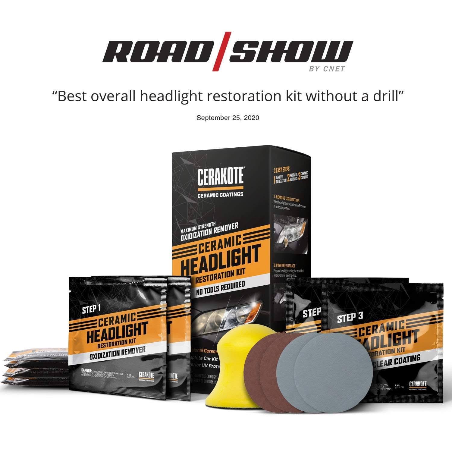 Cerakote Ceramic Headlight Restoration Kit- Maximum Strength Oxidation Remover, Size: 1 Vehicle Kit