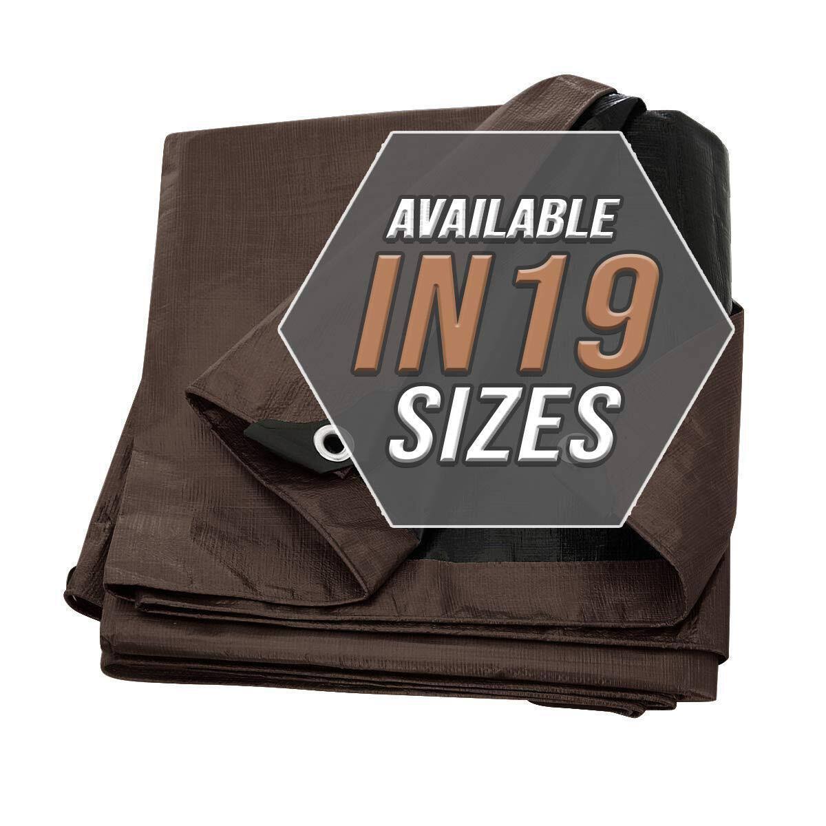Tarp Cover Brown/Black 2-Pack Heavy Duty 6x8 Thick Material, Waterproof, Great for Tarpaulin Canopy Tent, Boat, RV or Pool Cover (Heavy Duty Poly