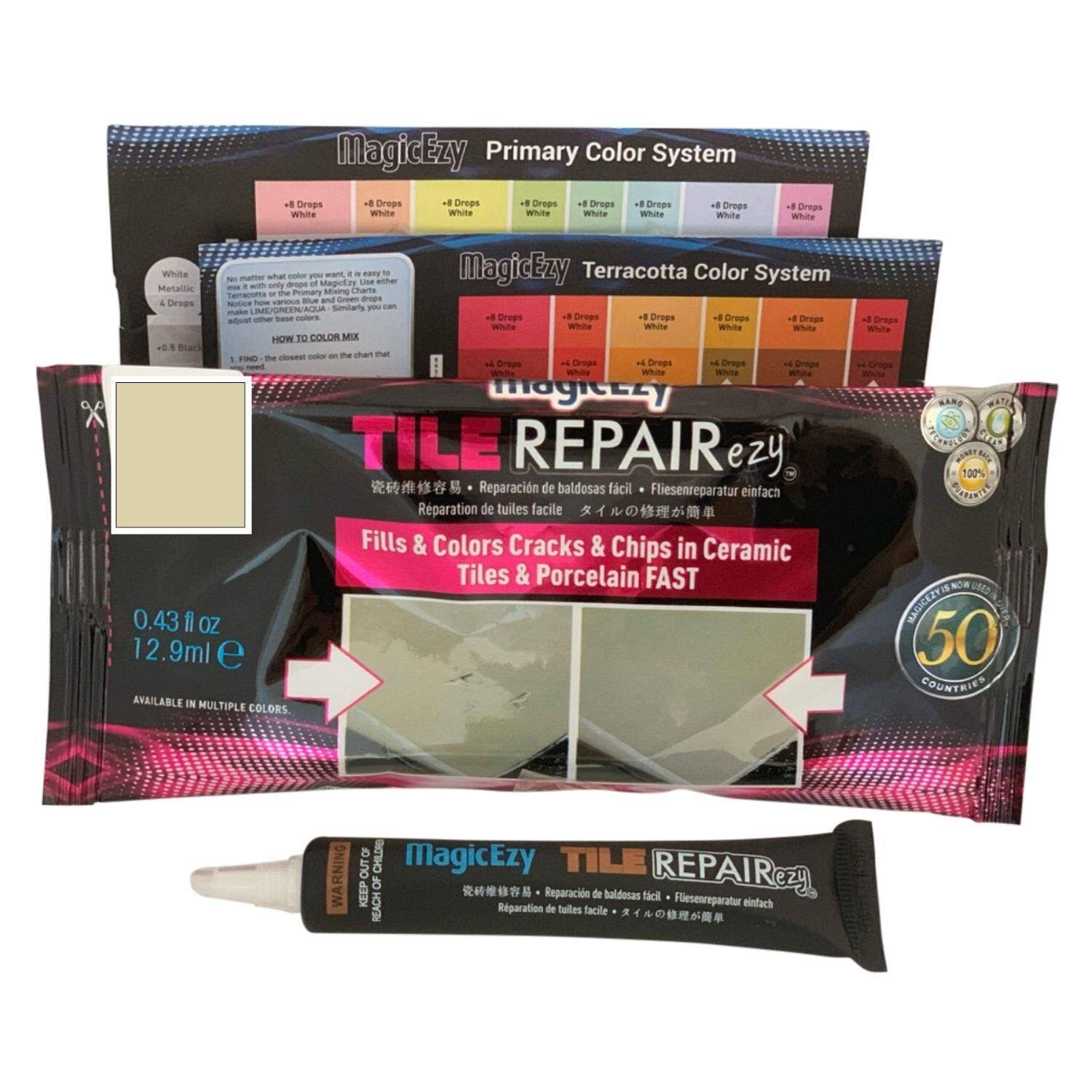 MagicEzy Tile REPAIREZY (Honey Beige) Ceramic Tile Repair Kit- Cracked Chipped Bathroom Floor Tiles