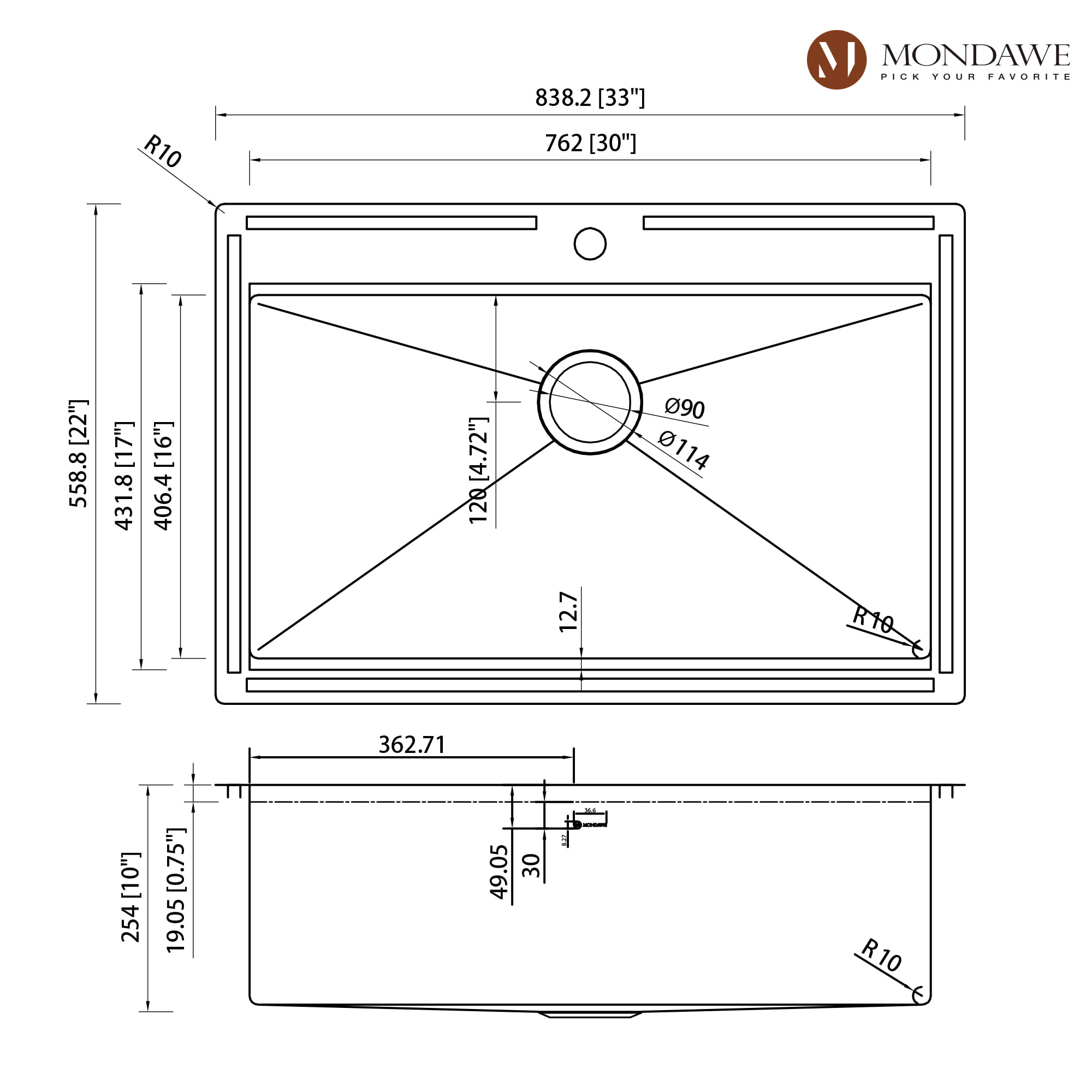 Mondawe KMSL0005-TS33BN 33