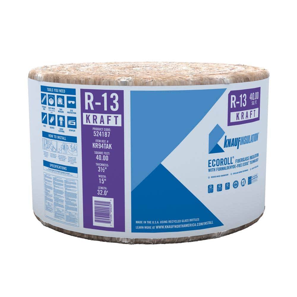 R-13 Kraft Faced Fiberglass Insulation Roll 15 in. x 32 ft.