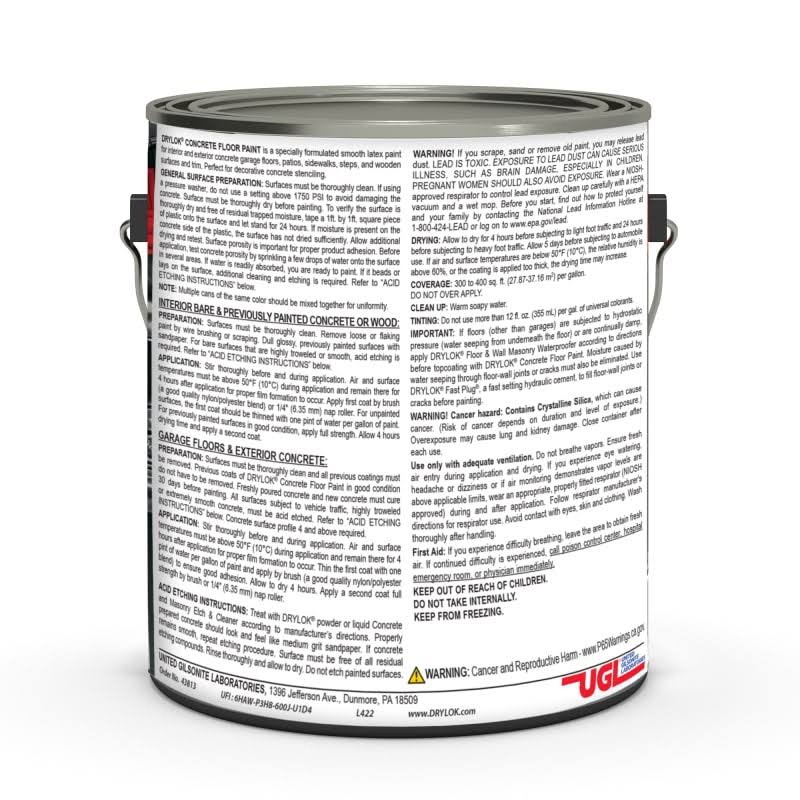 Drylok Low VOC Concrete Floor Paint Dark Tint, 1 gal.