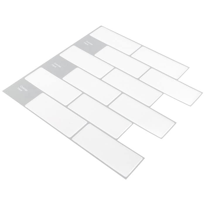Peel&Stick Mosaics White Subway 10-in x 10-in Glossy Composite Linear Peel & Stick Wall Tile | PS122PEEL1010