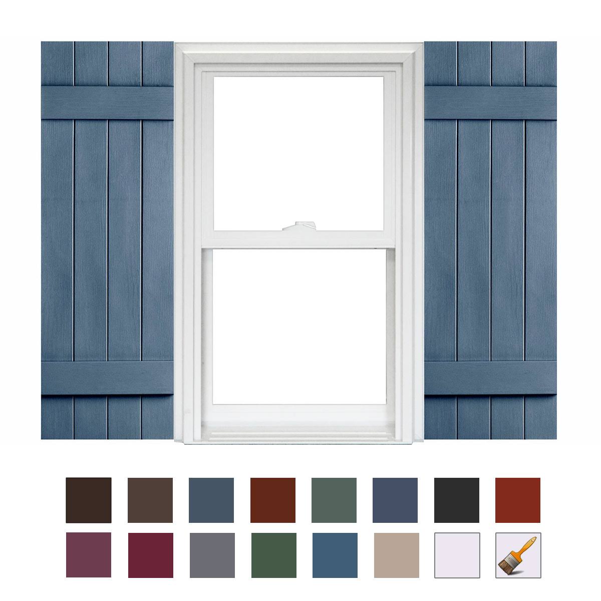 Homeside 4 Board and Batten Joined Vinyl Shutters (1 Pair) in Stock Now- 14-1/2 inch x 31 inch- 610 Indigo Blue by BuyMBS.com