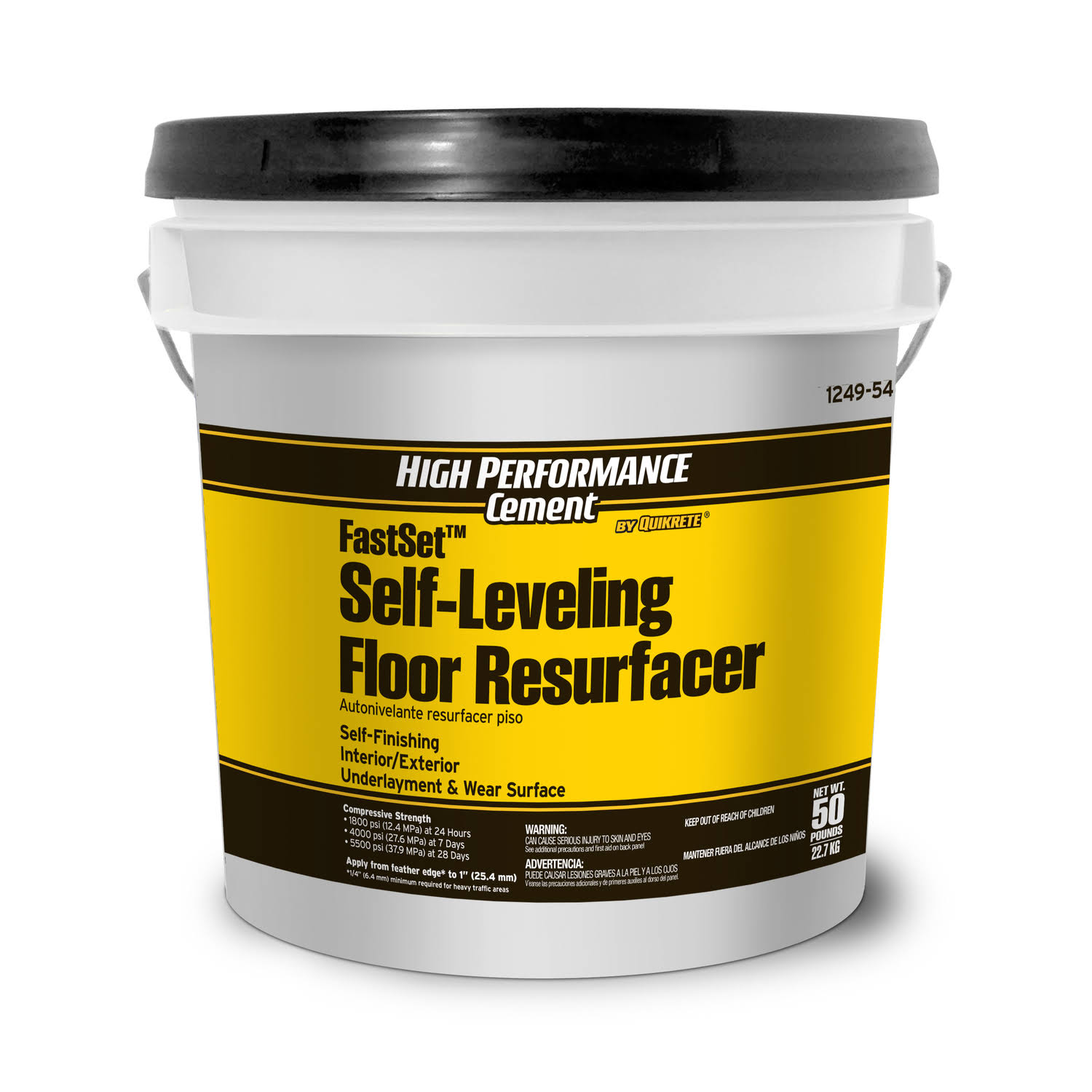 Quikrete 1249-54 Fastset Self-Leveling Floor Resurfacer, Grey, 50 lb
