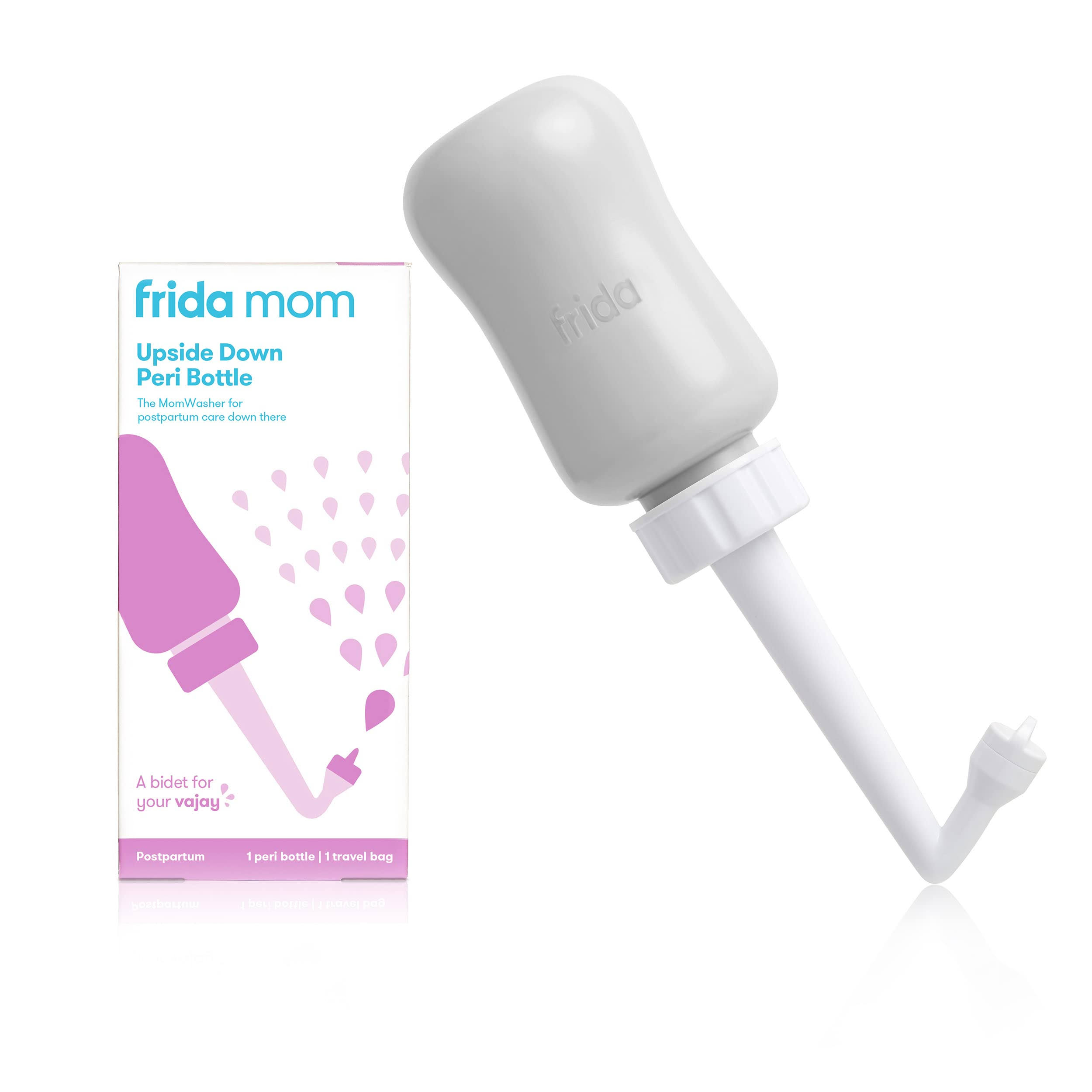 Frida Mom Upside Down Peri Bottle for Postpartum Care The Original Fridababy Momwasher for Perineal Recovery and Cleansing After Birth Color:Gray
