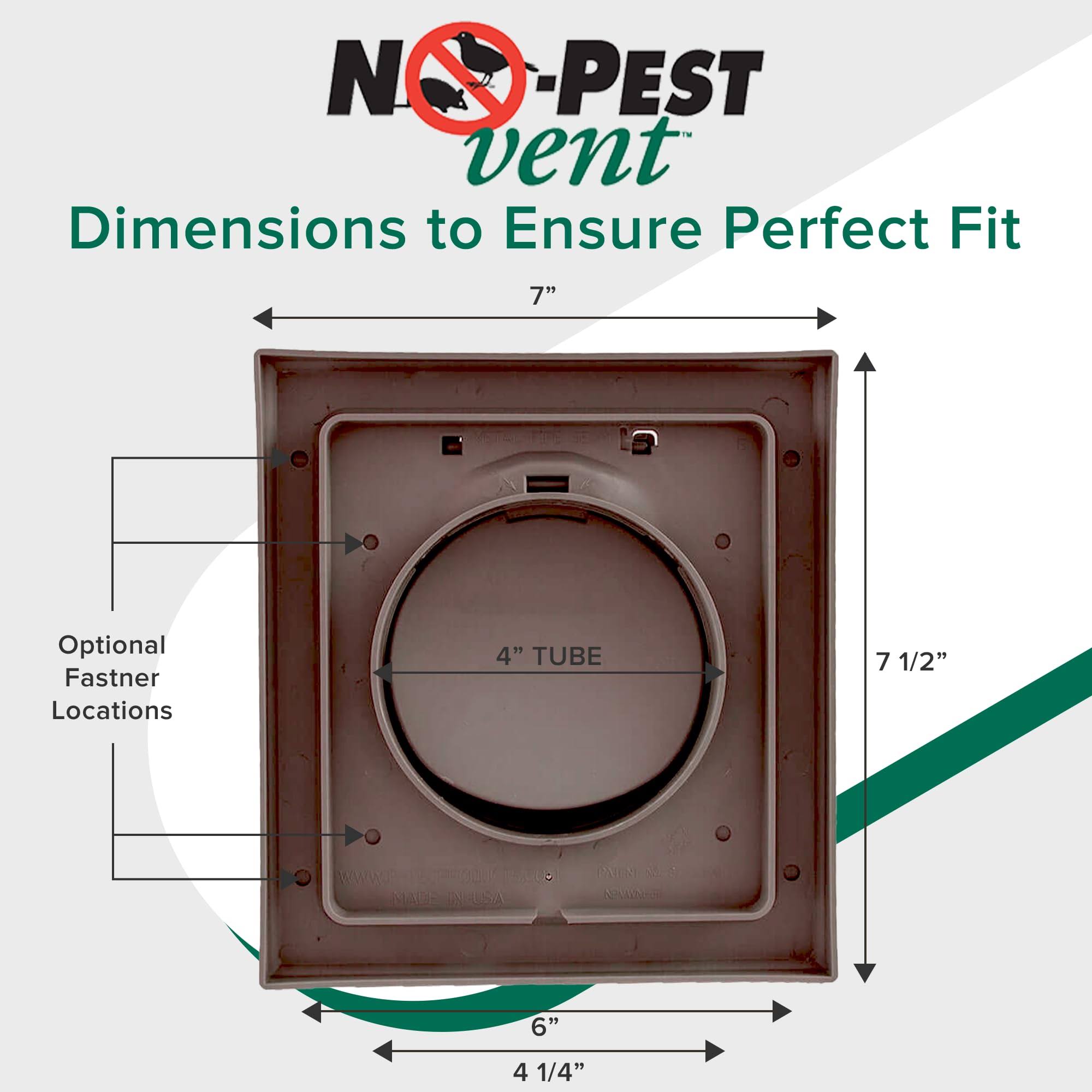 No-Pest Vent, Dual Door Dryer Vent Cover Outdoor 4 inch, Made in USA W Highest Quality UV Resistant Plastic in Any Outdoor Vent Cover, No Lint